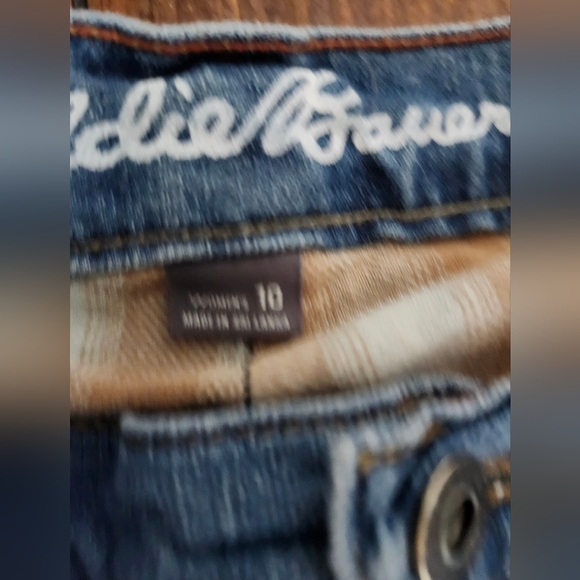 EDDIE BAUER Flannel Lined Jeans Womens boyfriend midrise straight size 10 - Picture 5 of 11
